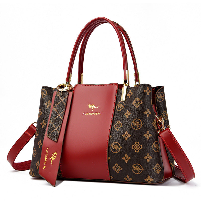 Women's Snow Love Kangaroo Winter Soft Leather Stitching Handbags