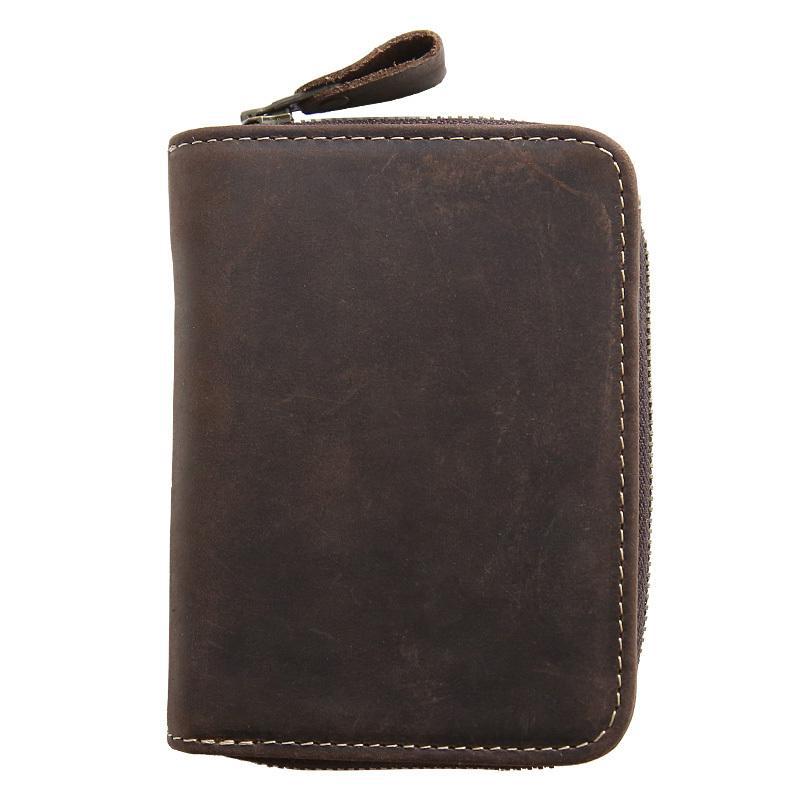 Men's Layer Crazy Horse Skin Short Genuine Men's Wallets