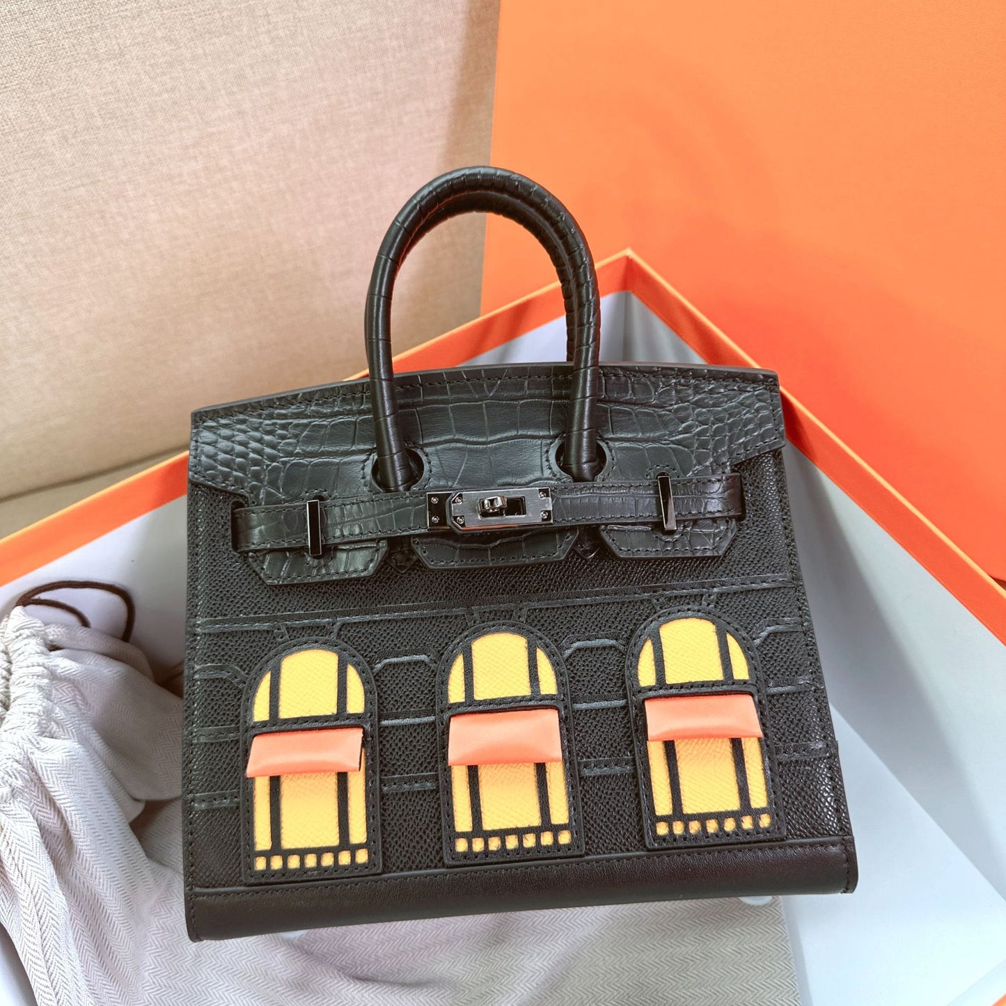 Leather High-grade Crocodile Pattern Stitching Palm Handbags