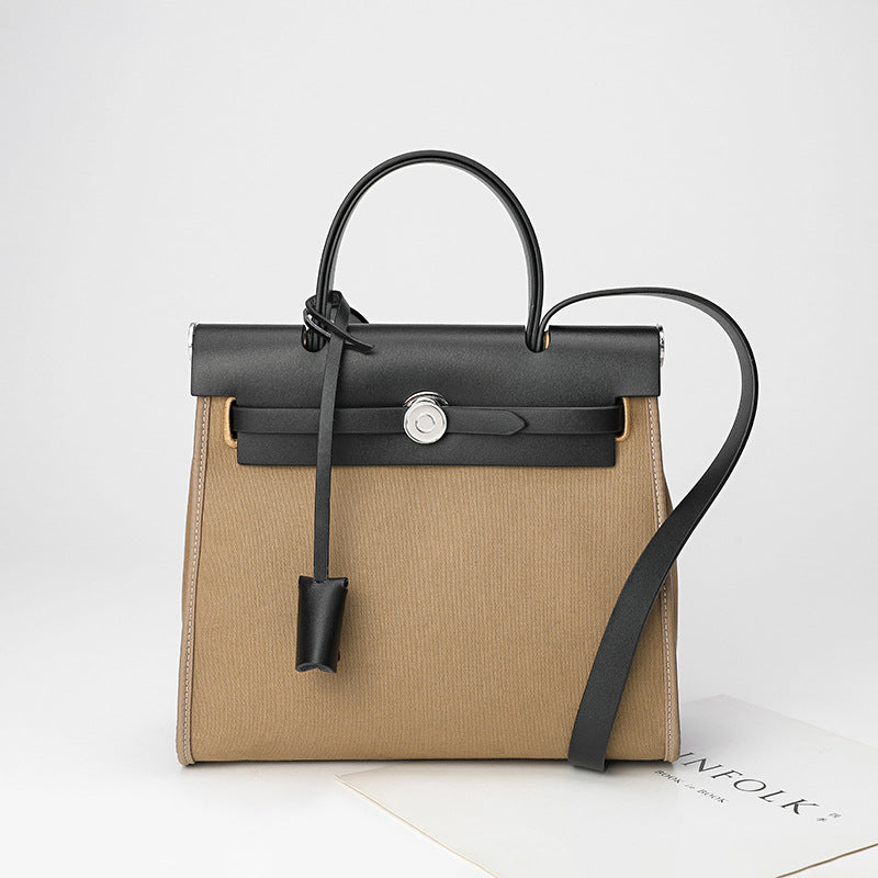 Women's Leather Retro Fashion Canvas Kelly Design Handbags