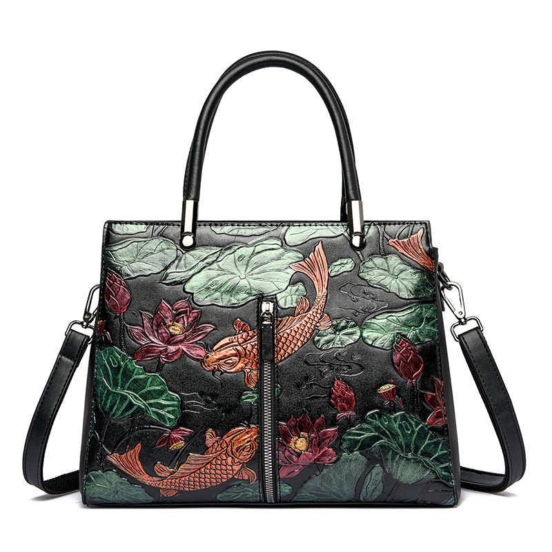 Women's Printed Mother Simple Generous Trendy Portable Handbags