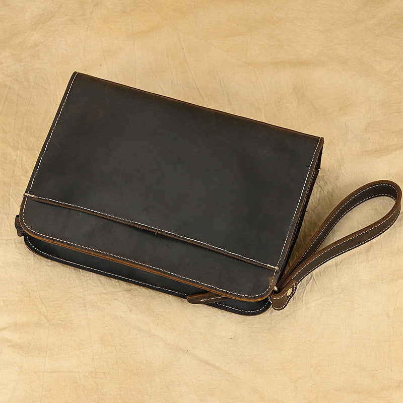 Men's Clutch Crazy Horse Leather Vintage First Layer Kraft Men's Wallets