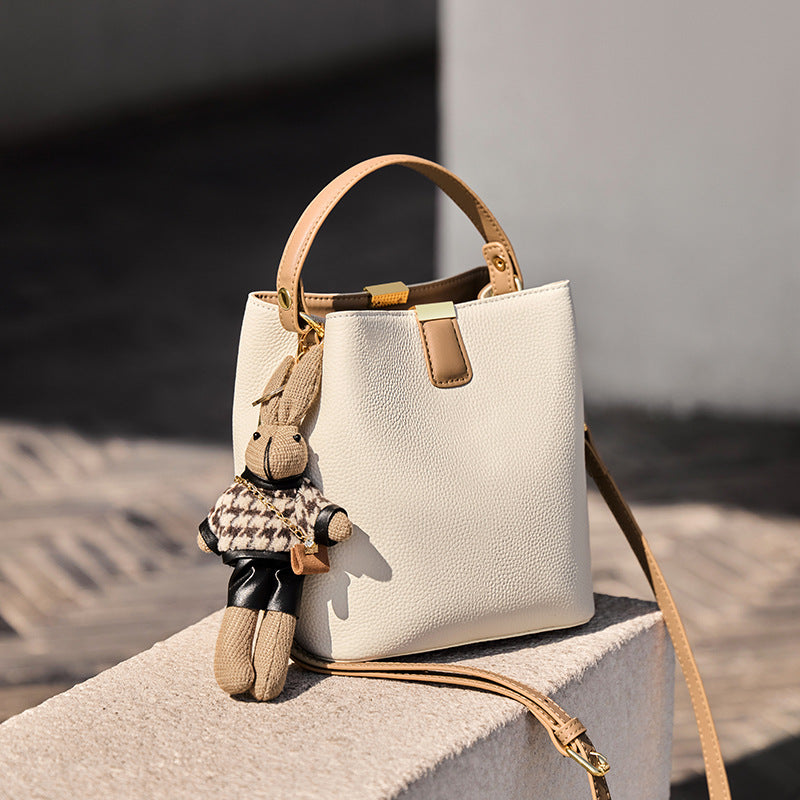 Women's White Female Lady High-grade Leather Portable Handbags