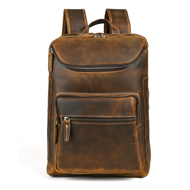 Men's Crazy Horse Leather Vintage Genuine Large Backpacks