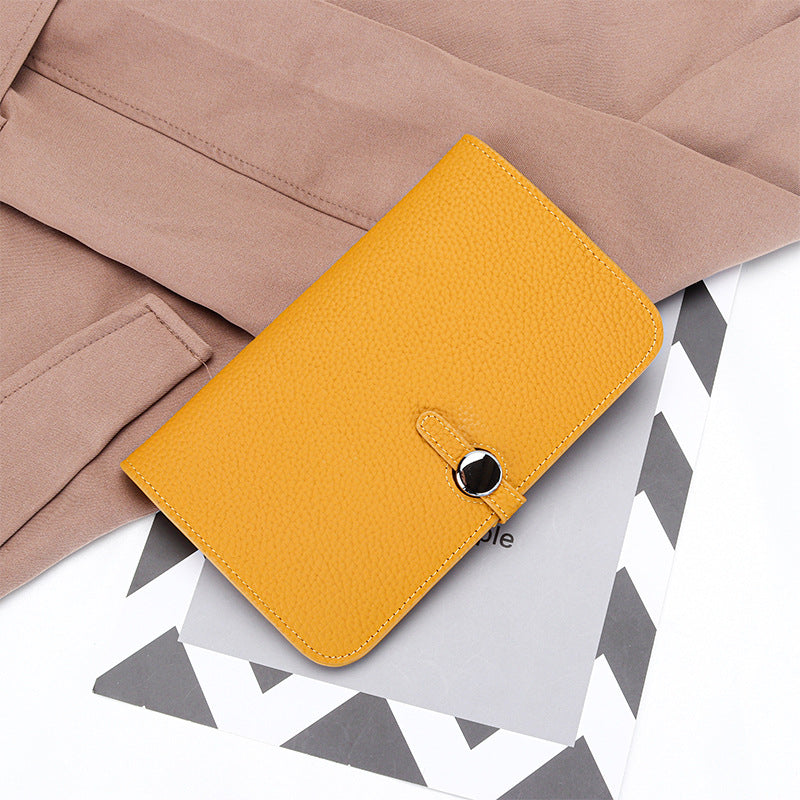 Women's Cowhide Inside Outside Long Clutch Large Ladies Wallets