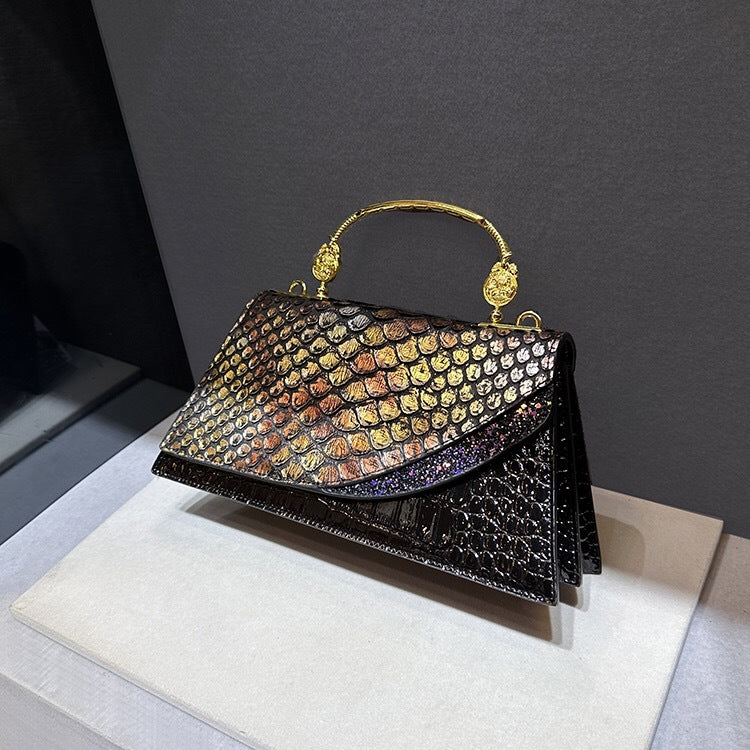 Women's Snake Pattern Genuine Leather Fashion Portable Crossbody Bags