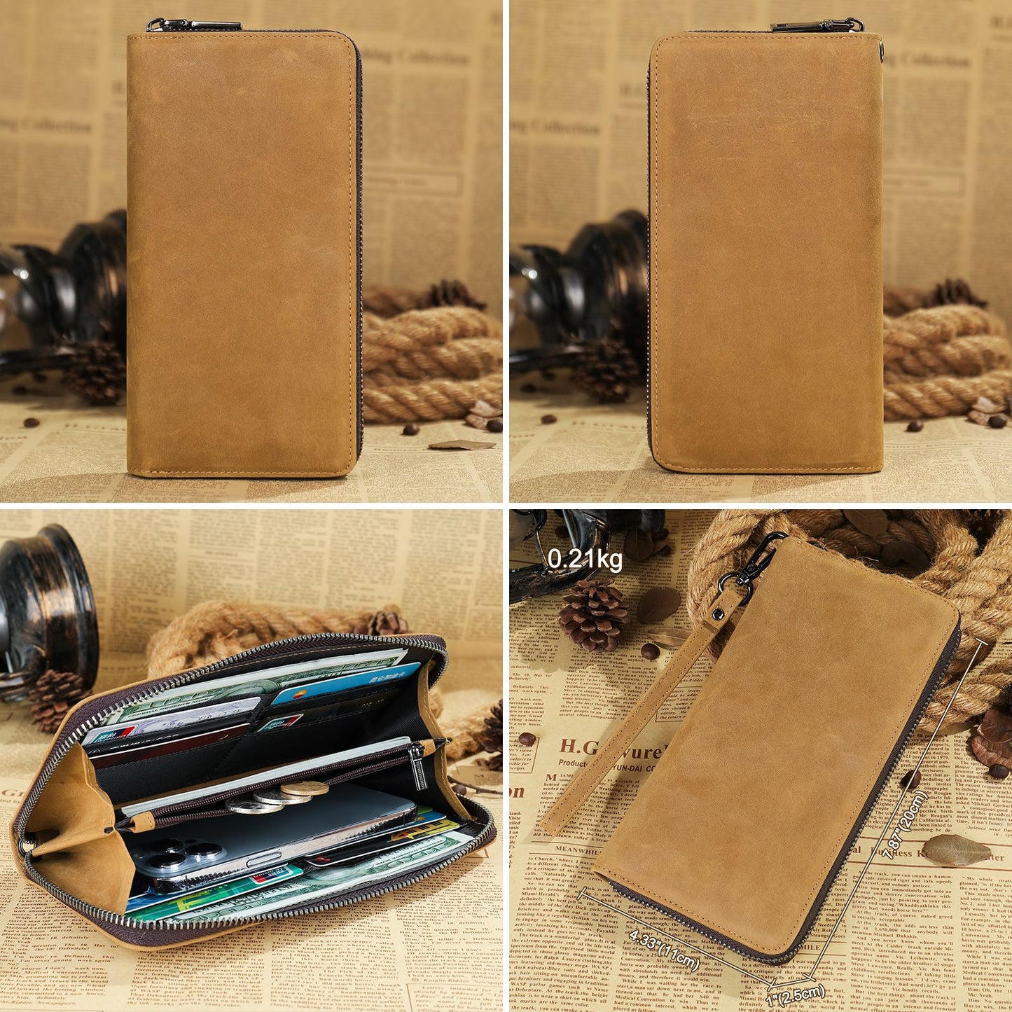 Men's High-grade First Layer Cowhide Clutch Long Men's Wallets