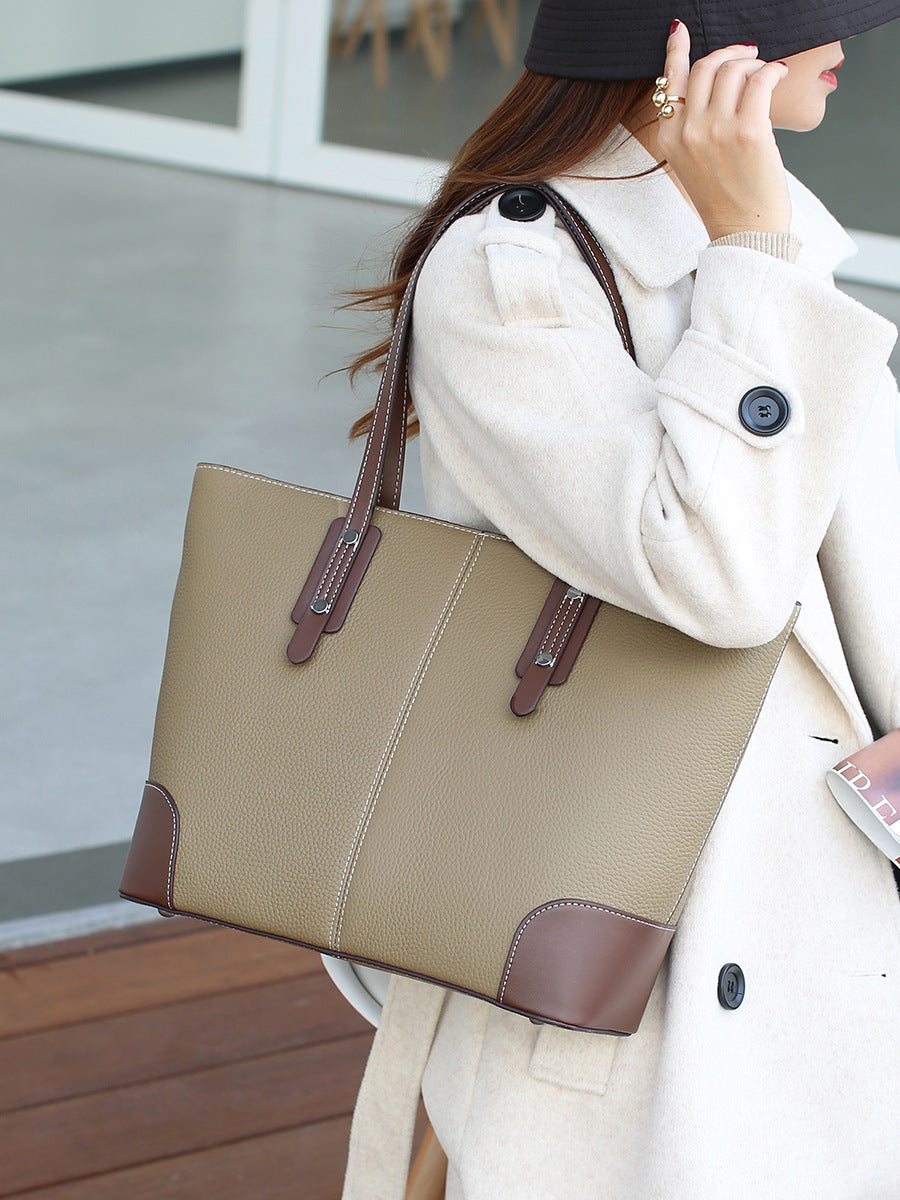 Women's Senior Large Capacity Totes Female Genuine Leather First Shoulder Bags