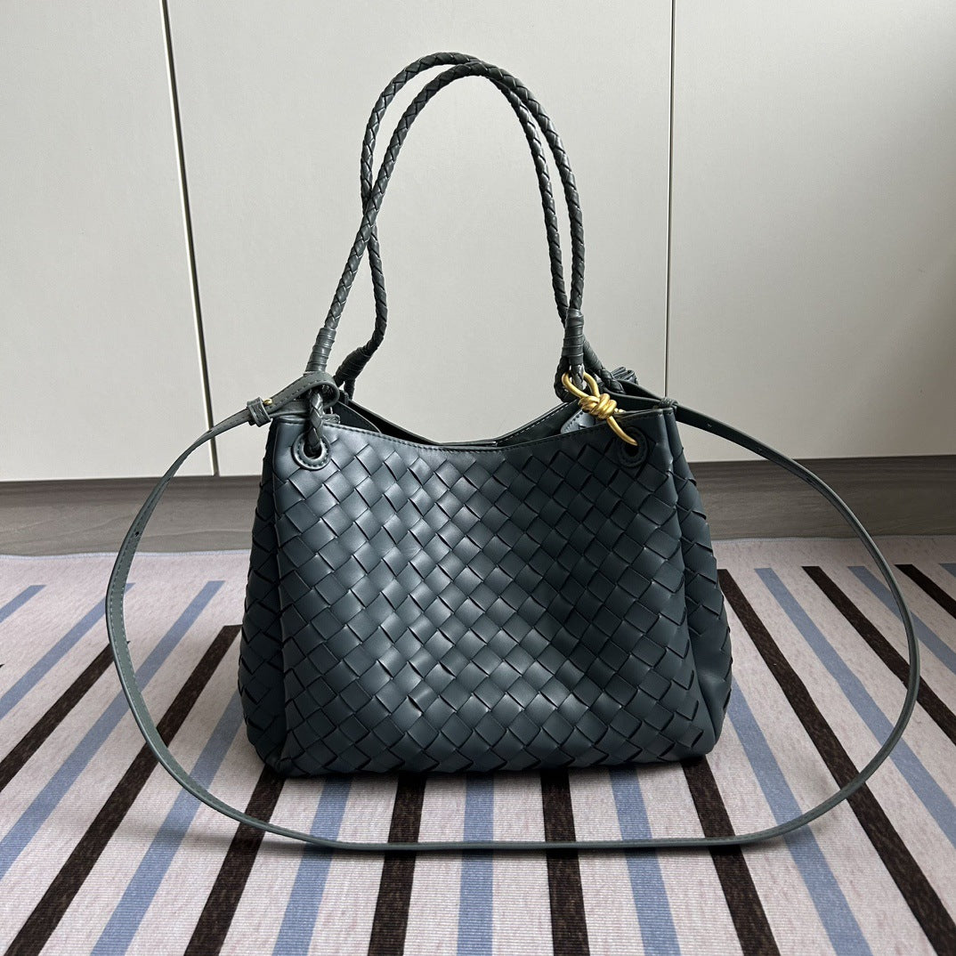 Women's Large Parachute Leather Woven Portable Vegetable Crossbody Bags