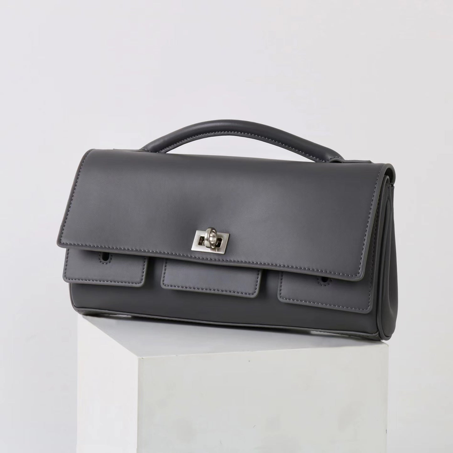 Cowhide Baguette Dinner Clutch Horizontal High-grade Handbags