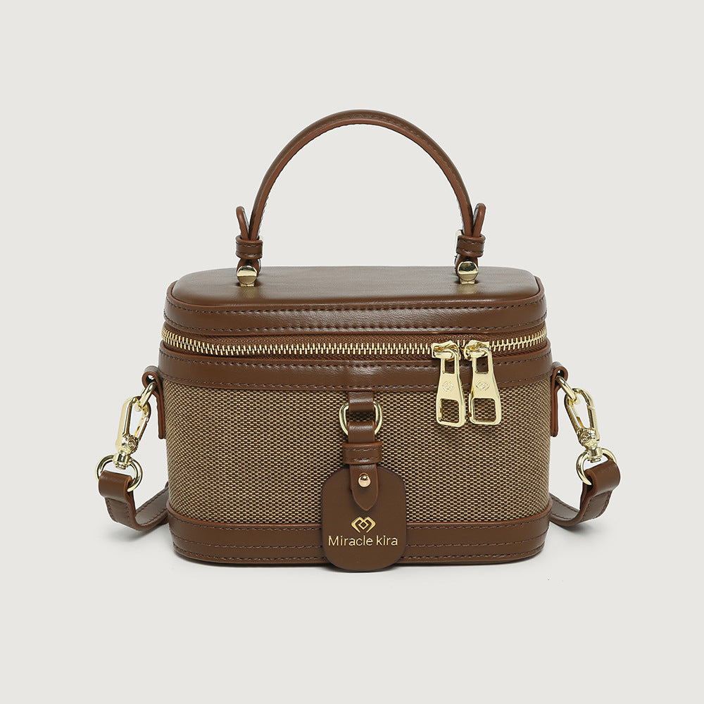 Women's Contrast Color Retro Box Textured Summer Shoulder Bags