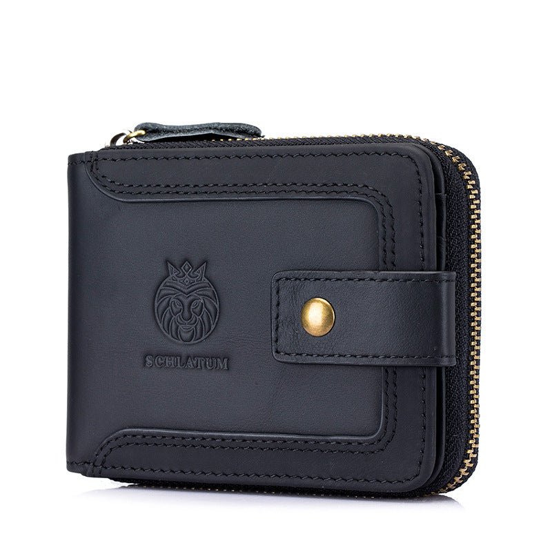 Men's Cowhide Swiping Genuine Leather Horizontal Retro Men's Wallets