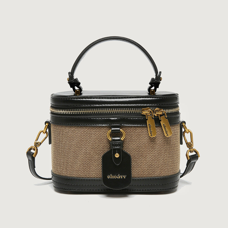Women's High-grade Design Canvas Box Hand Retro Crossbody Bags