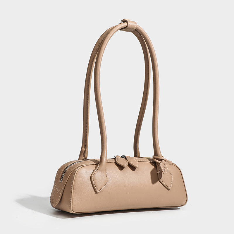 Women's Cowhide French Style Sausage Retro Underarm High Shoulder Bags