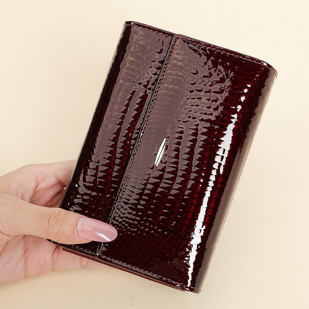 Women's Leather High-grade Patent Large Capacity Multifunctional Ladies Wallets