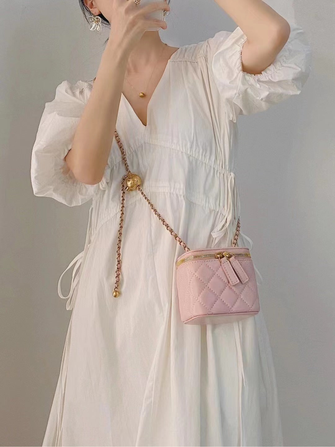 Sheepskin Classic Style Rhombus Chain Hand Carrying Double Crossbody Bags
