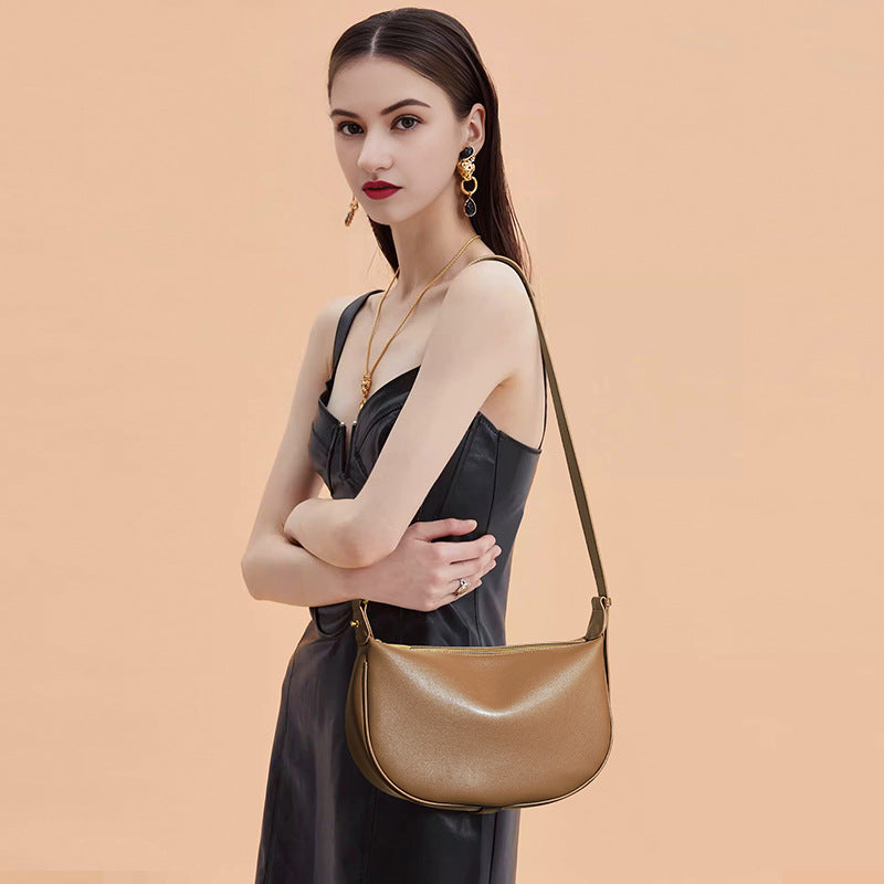 Women's Leather Underarm Selenodont Soft Cowhide High-grade Crossbody Bags