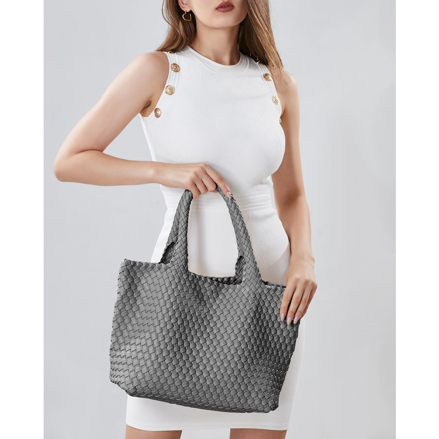 Women's Woven Letter Oversized Large Portable Simple Bags