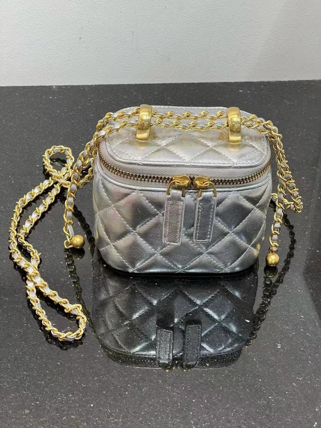 Sheepskin Classic Style Rhombus Chain Hand Carrying Double Crossbody Bags