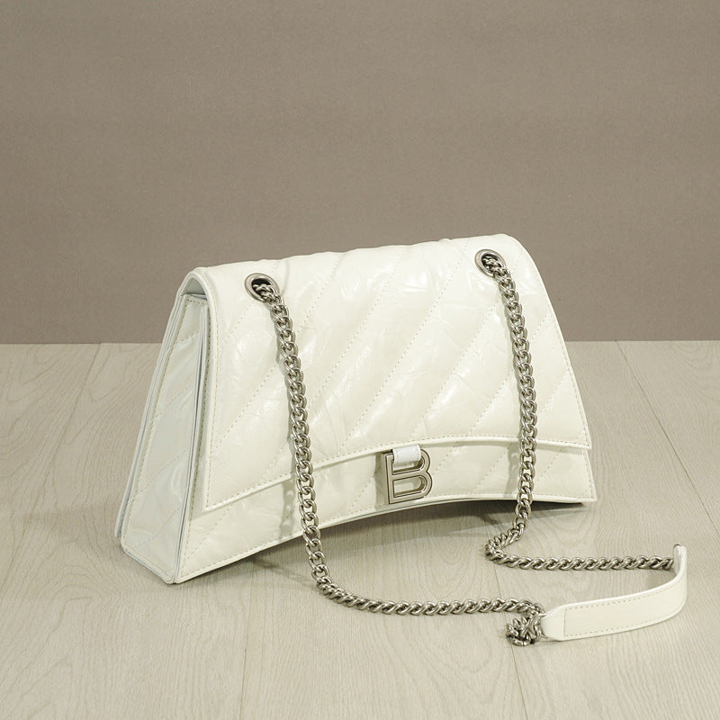 Women's High-grade First Layer Cowhide Hourglass Pleated Bags