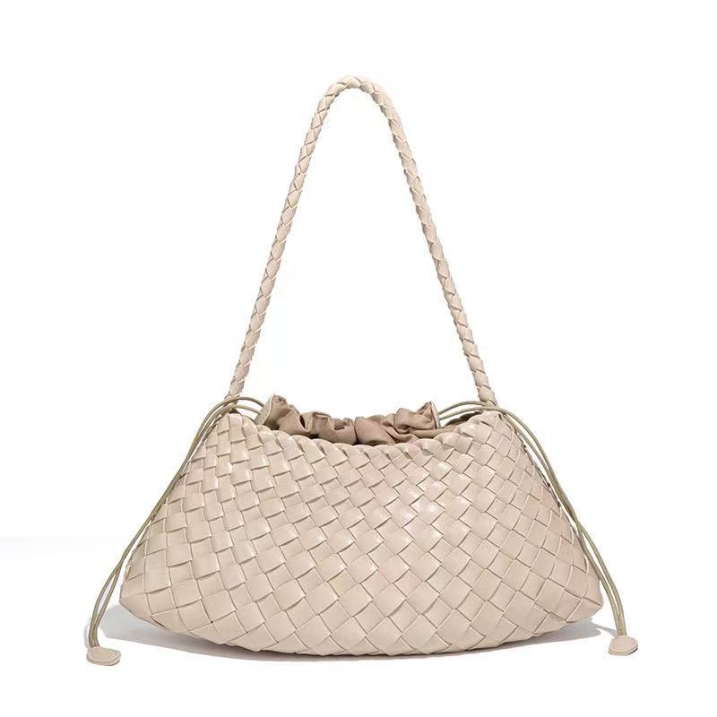 Women's Fashionable Leather Strap Inner Big Woven Shoulder Bags
