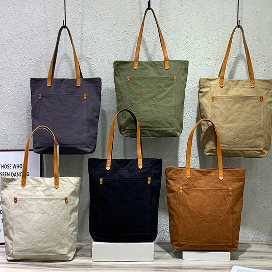Women's Versatile Canvas Solid Color Commuter College Shoulder Bags