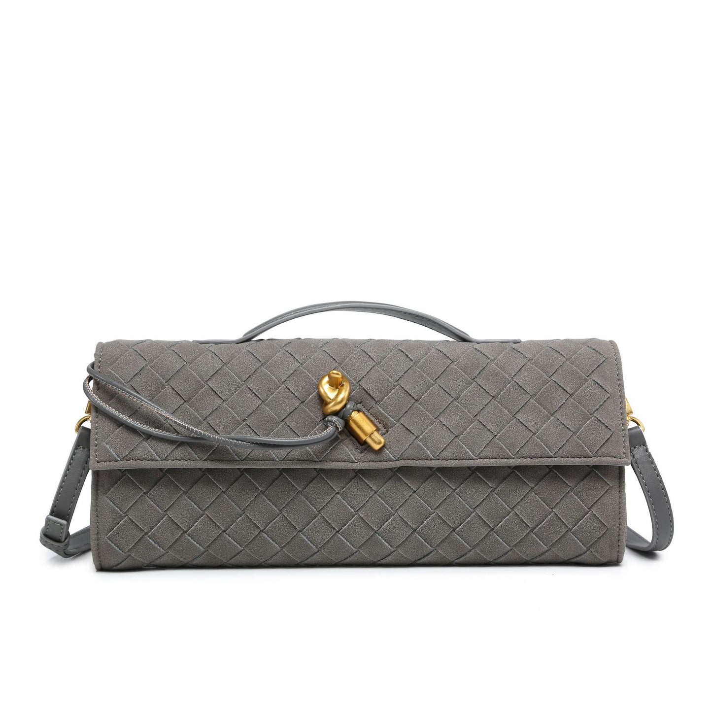 Woven Dinner Clutch Long Bolt Baguette Handbags