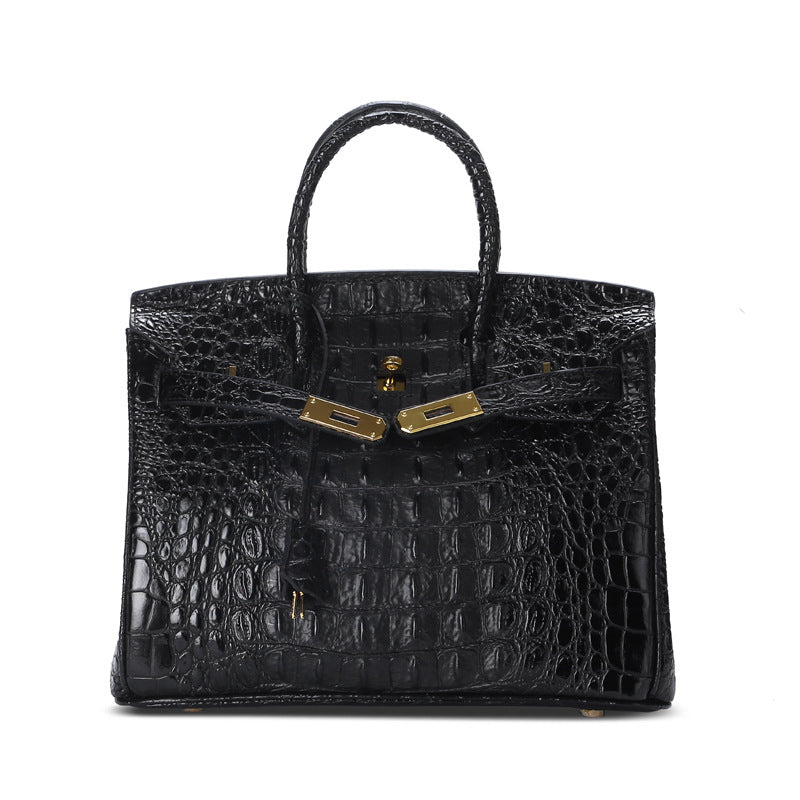 Women's Genuine Leather Crocodile Back Bone Pattern Handbags
