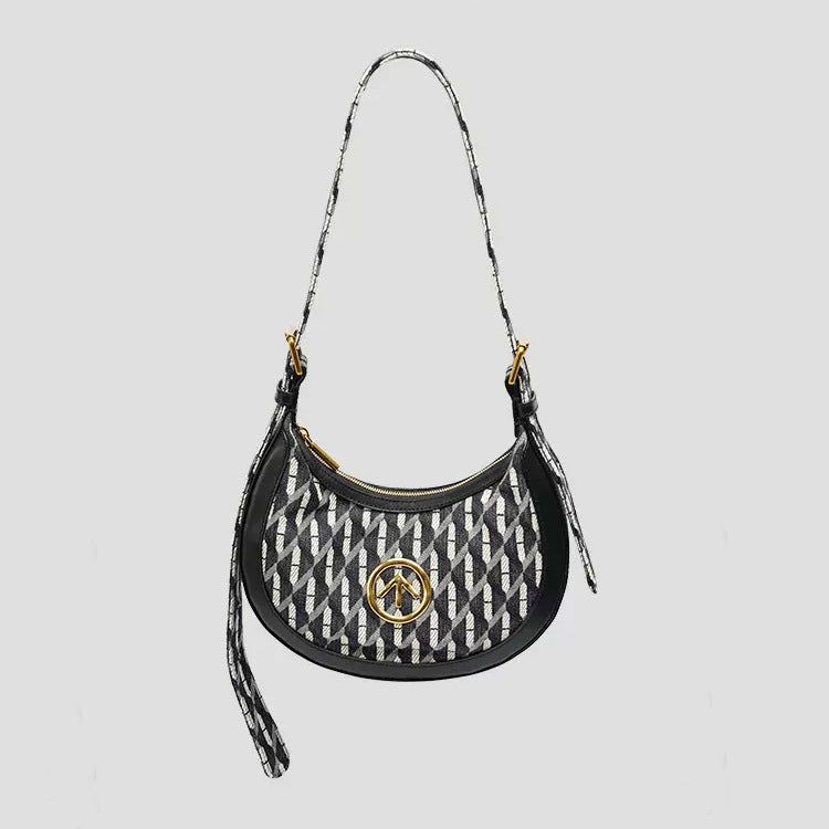 Moon Italian Pleated Leather Trendy Underarm Crossbody Bags