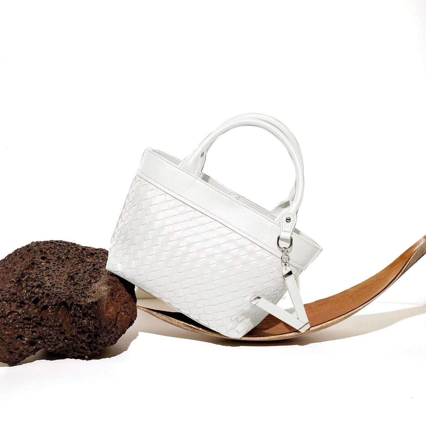 Women's Authentic Leather Weave Vegetable Basket Fashion Shoulder Bags