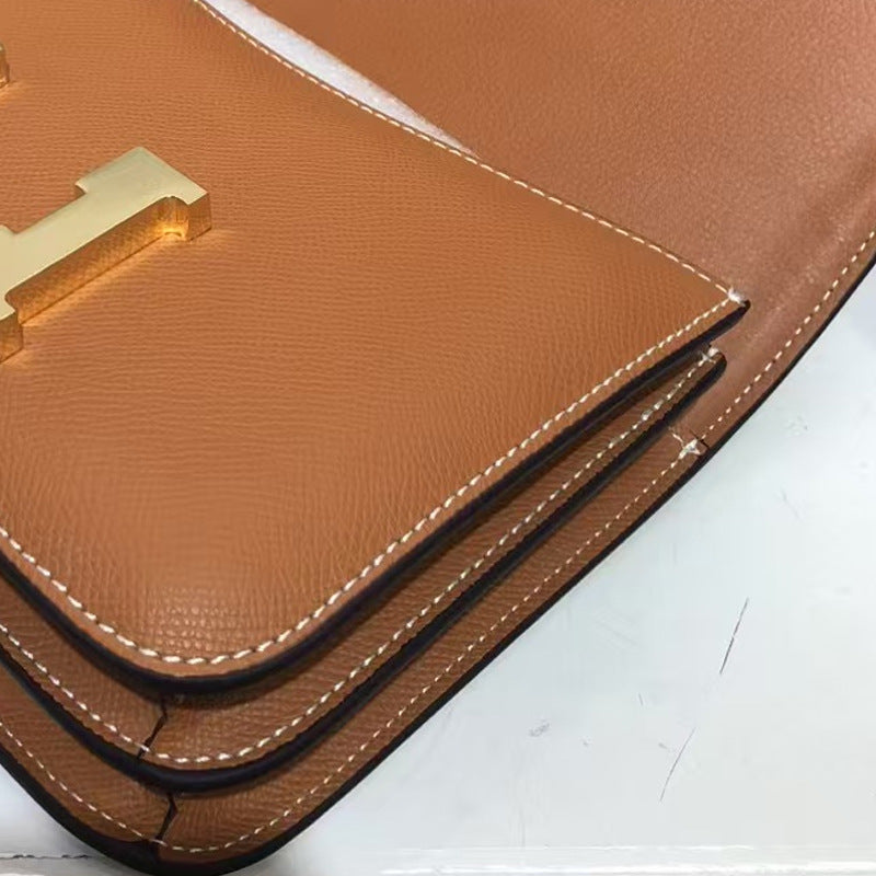 Women's Palm Print Constance Stewardess Cow Leather Shoulder Bags