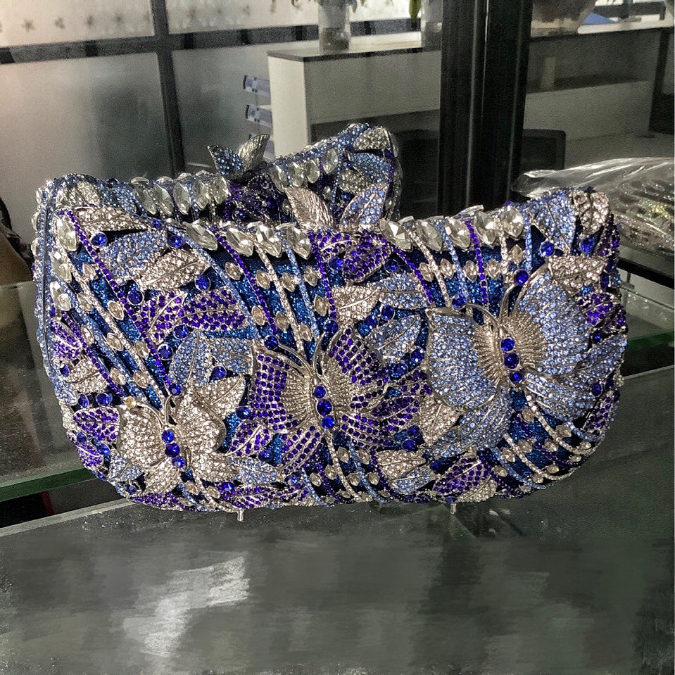 Women's Metal Butterfly Love Flower Diamond Banquet Evening Bags