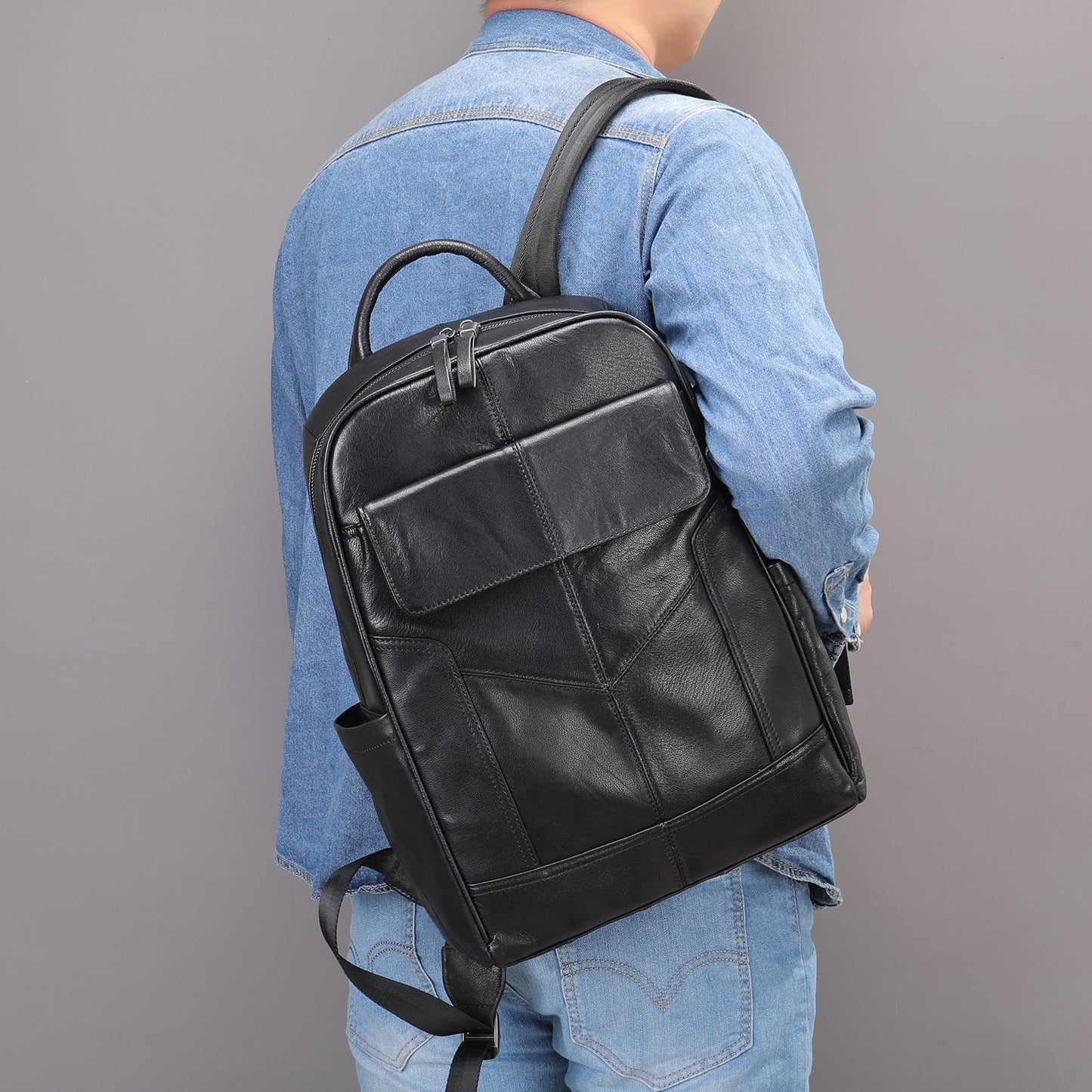 Men's Leather Crocodile Pattern For Business Away Backpacks