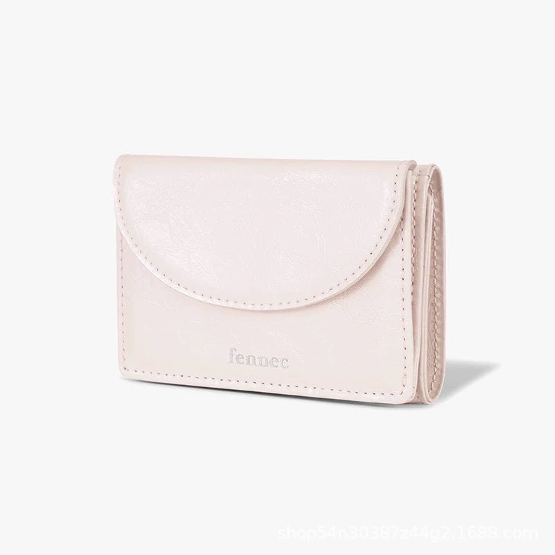 Semicircle Three Cute Folding Cowhide Cash Ladies Wallets