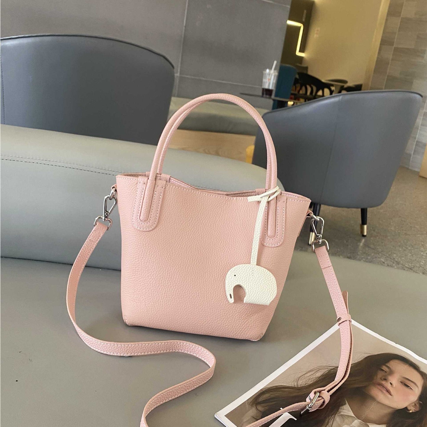 Women's Popular Genuine Leather Vegetable Basket Handbags