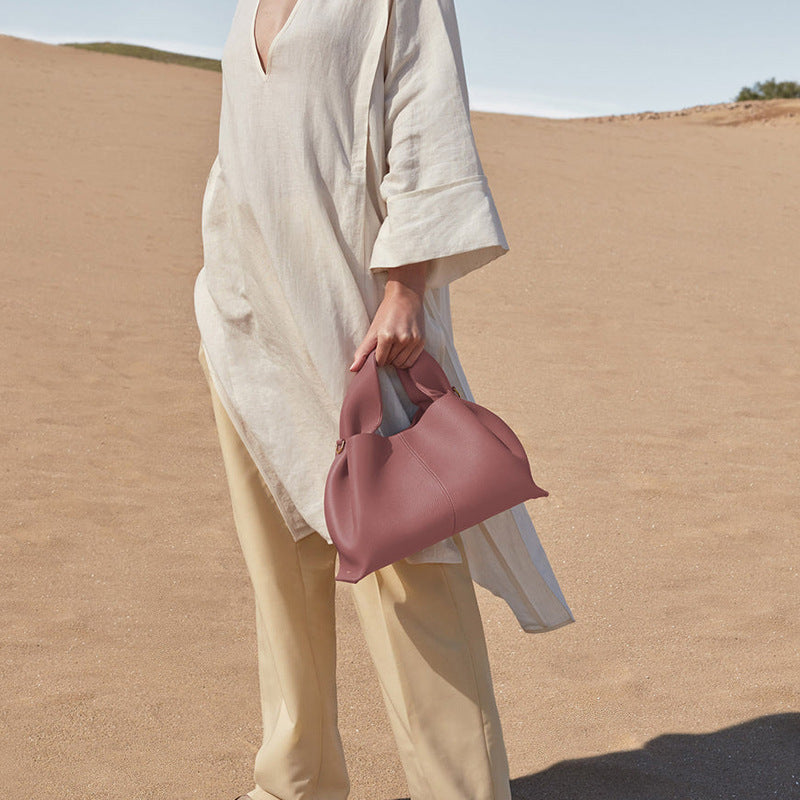 Durable Dumpling French Minority Cowhide Cloud Crossbody Bags