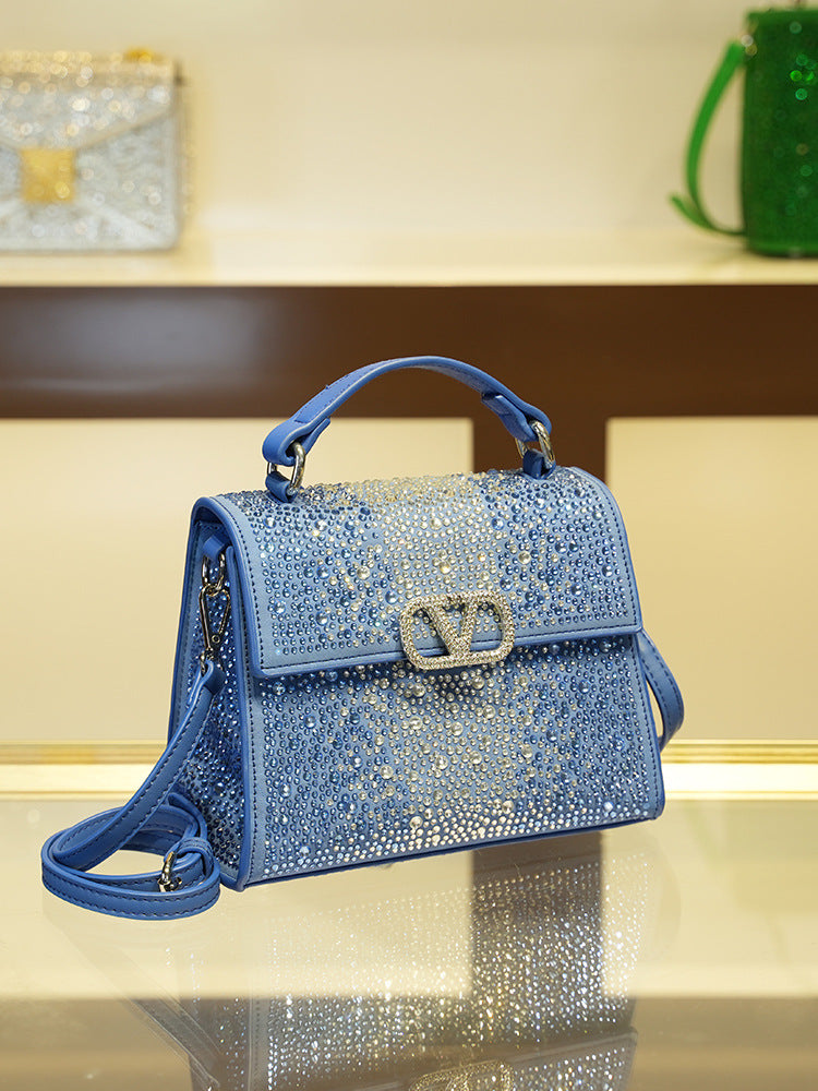 Women's Light Diamond High Quality Fashion Rhinestone Letters Crossbody Bags