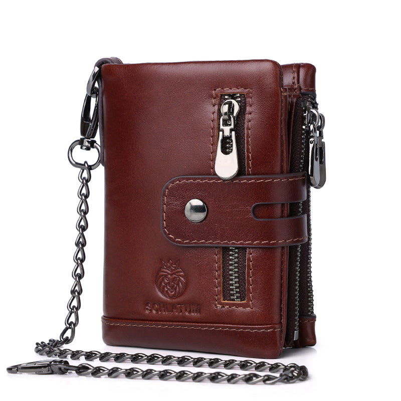 Men's Layer Cowhide Swiping Leather Multiple Slots Men's Wallets
