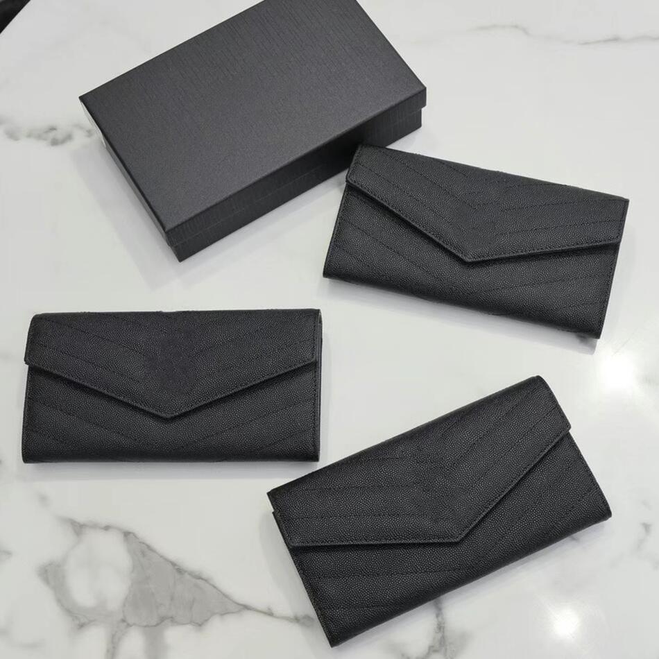 Women's Grid Classic Style Long Caviar Genuine Leather Ladies Wallets
