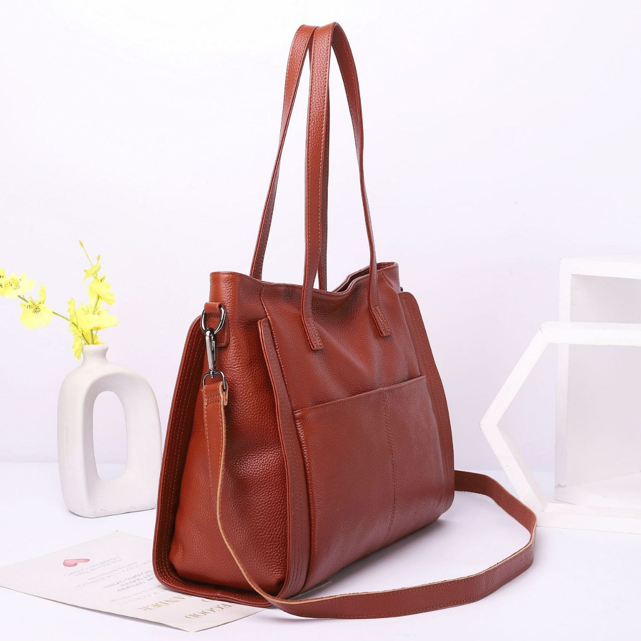 Women's Layer Cattlehide Leather Fashion Big Mummy Shoulder Bags