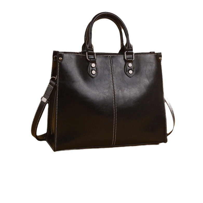 Women's Slouchy Charming Leather Cowhide Retro Handbags