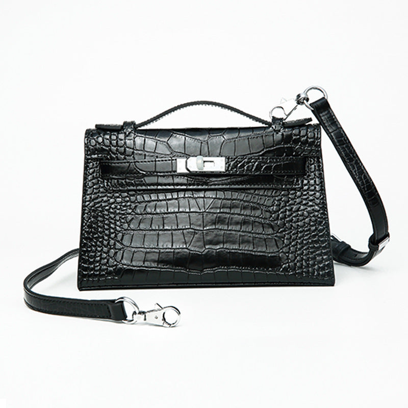 Women's Holding Dinner Crocodile Pattern Chain Genuine Leather Crossbody Bags