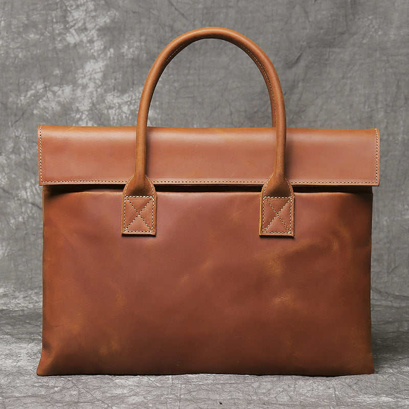 Men's Leather Horizontal Genuine Business First Layer Handbags