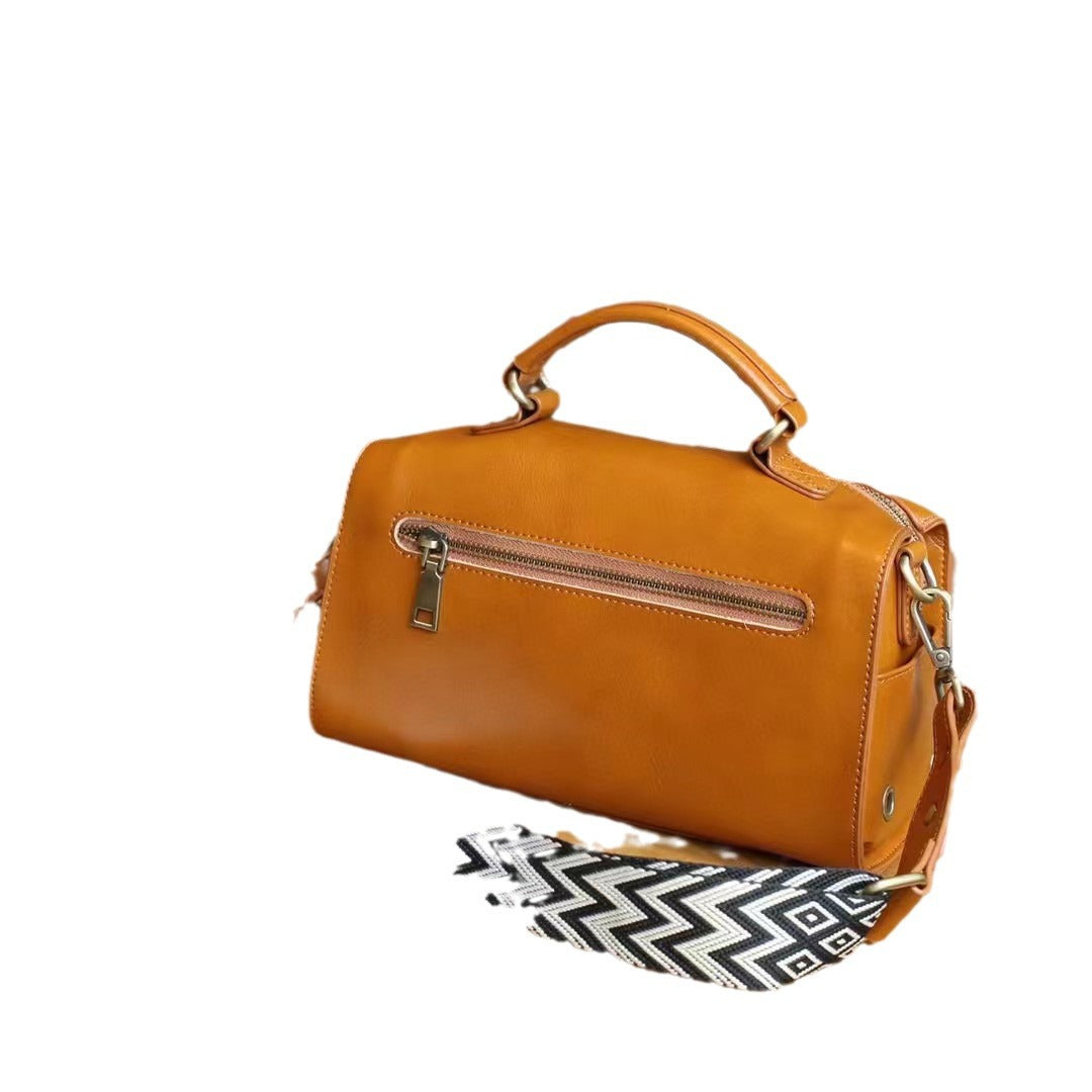 Women's Boston Pillow Genuine Leather Pure Cowhide Large Bags