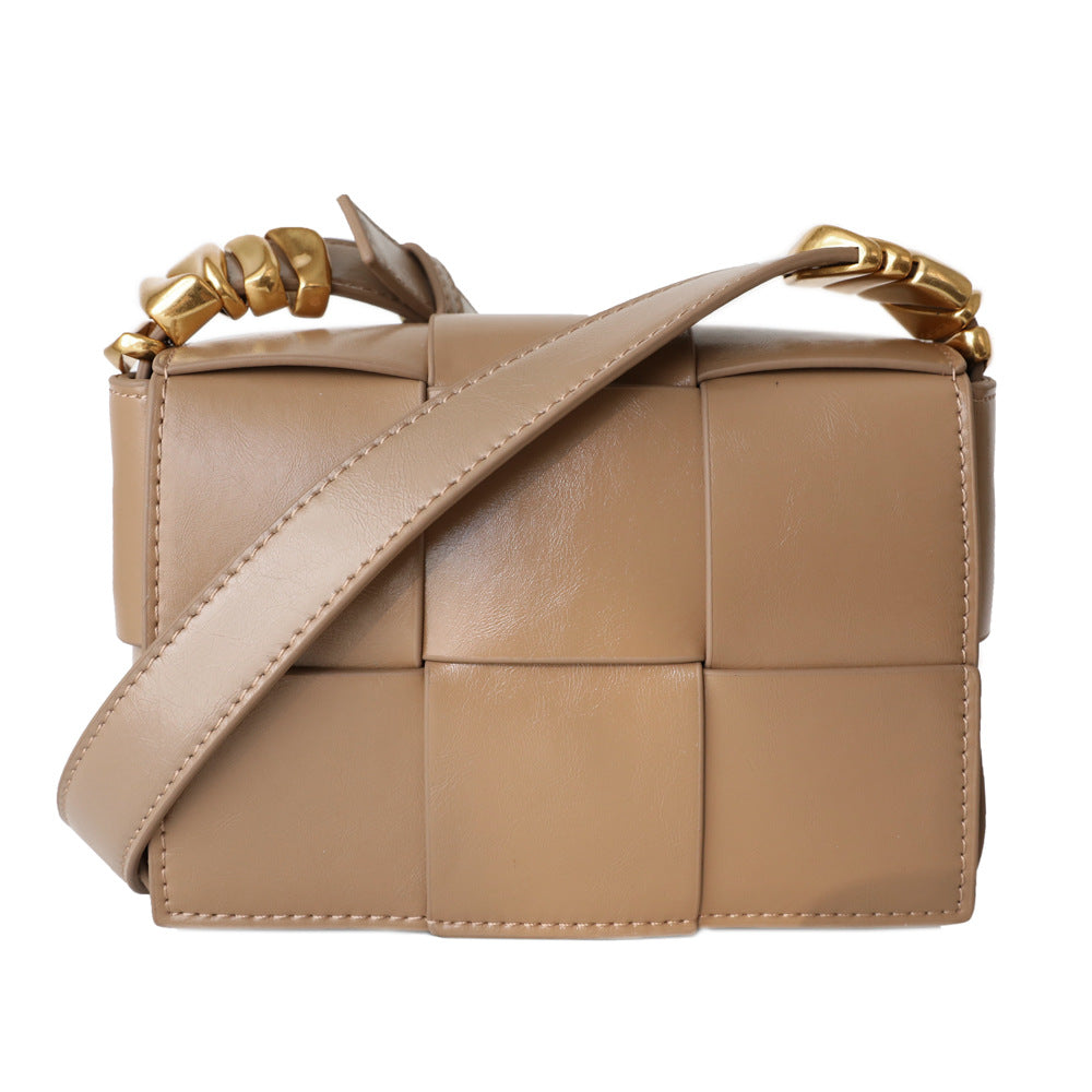 Women's Woven Genuine Leather Mini Trendy Cowhide Shoulder Bags