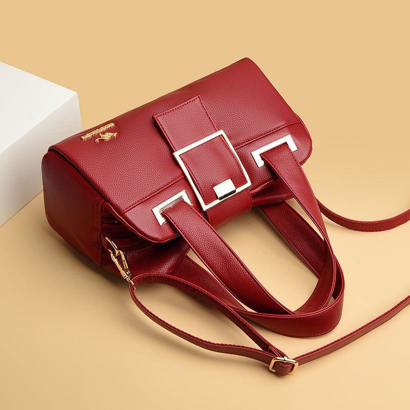 Women's Versatile Soft Leather Mom Fashion Handbags