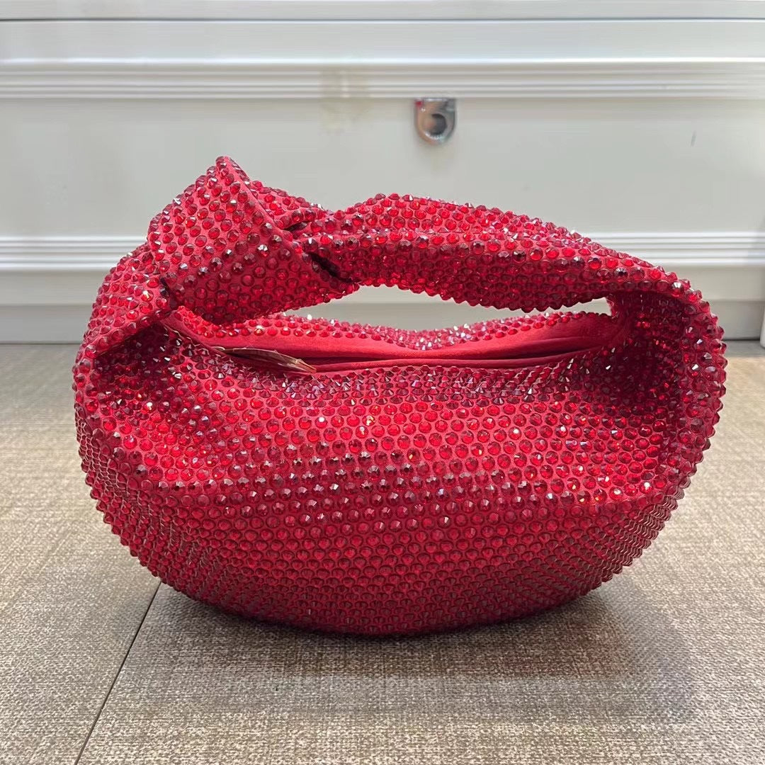 Women's Knotted Crystal Stylish Good Texture Portable Handbags