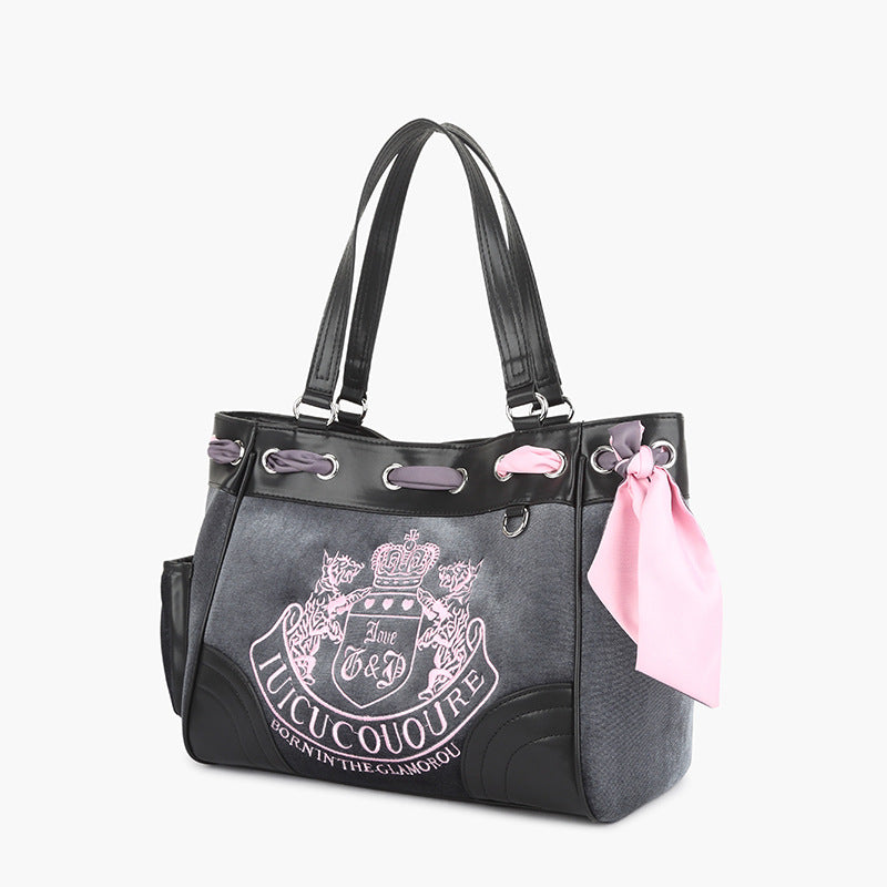 Women's Retro Fashionable Hot Embroidery Contrast Color Handbags
