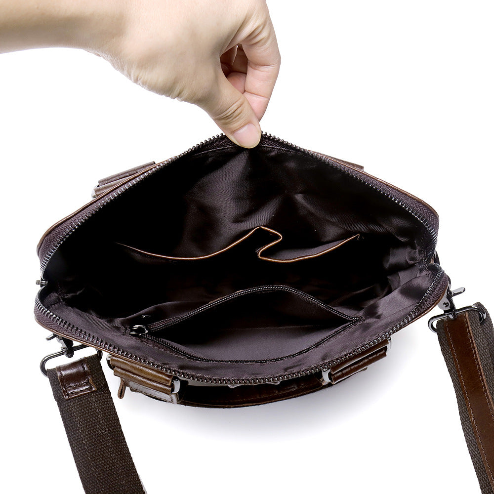 Men's Oil Wax Leather Vertical First Layer Bags