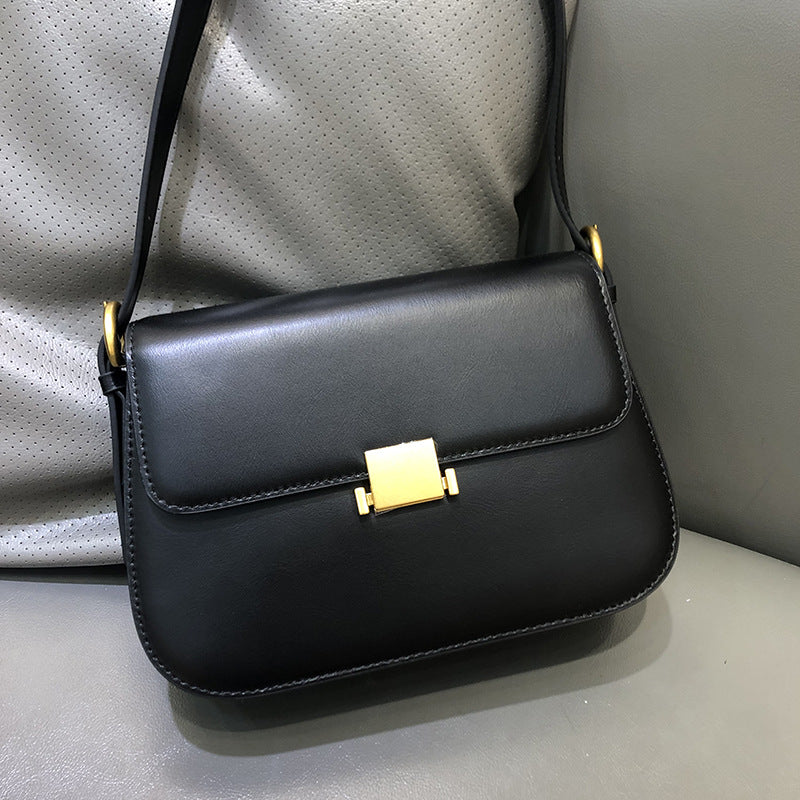 Women's Underarm Design Fashion Cattlehide Leather Shoulder Bags